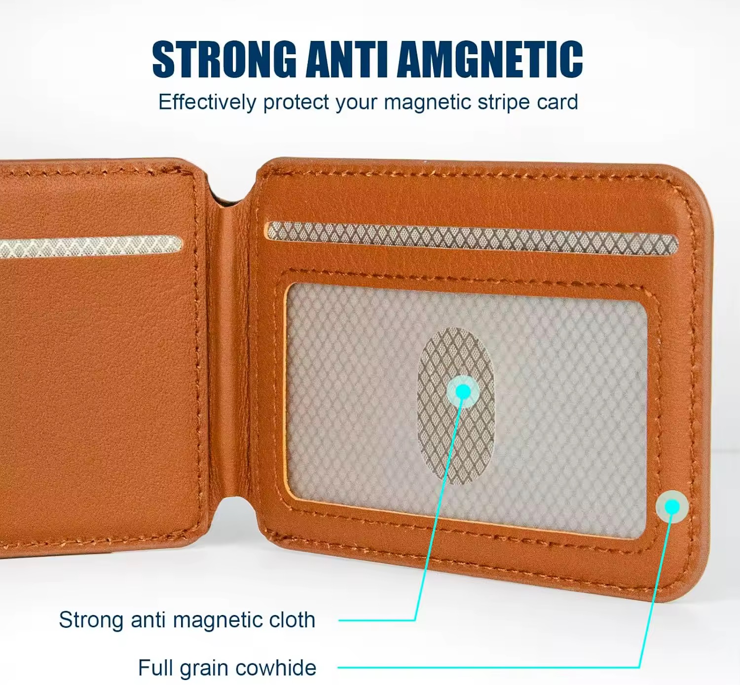 Portefeuille magnétique en cuir